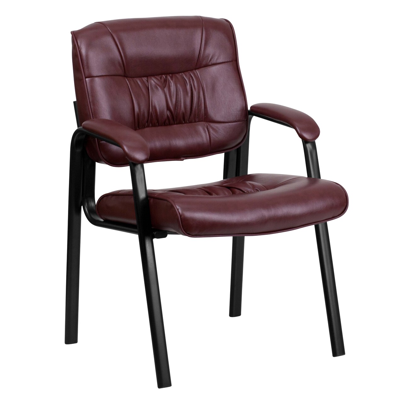 Emma and Oliver Faux Leather Executive Reception Chair with Powder Coated Frame